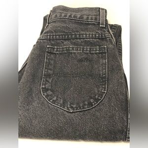 Vintage Chic Acid Wash Mom Jeans High Waisted Black Denim Women’s Size 5 Petite